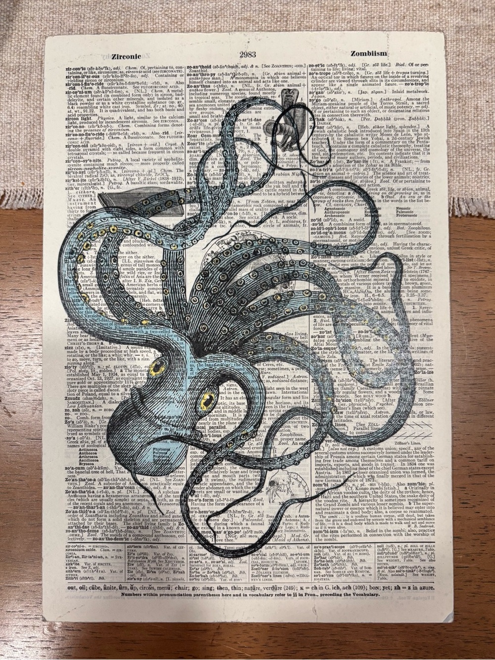 Octopus Vintage Dictionary Art Print Nautical Wall Decor